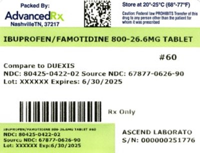 Ibuprofen/famotidine 800mg-26.6mg #60 (Ibuprofen Famotidine 800mg 26.6mg 80425 0422 02)